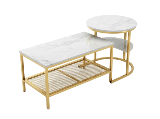 Table de Salon "Élysée" – Double Plateau Aspect Marbre